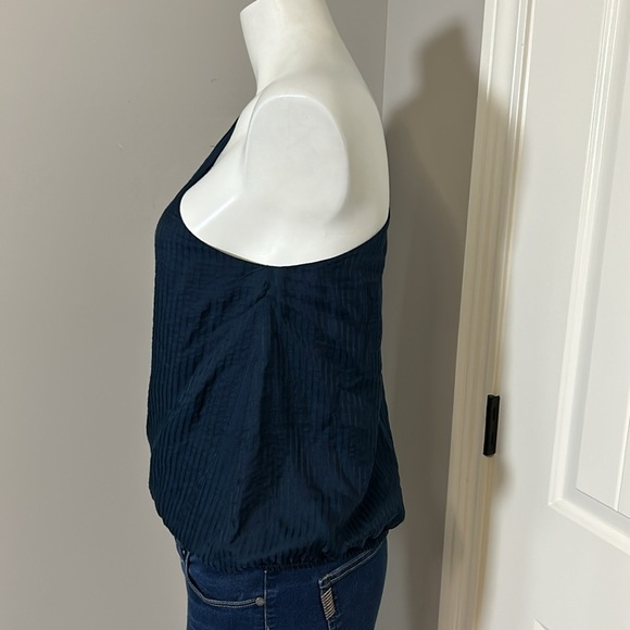 CAMI NYC Top Lenore ONE SHOULDER STRIPED Blue COTTON SILK BLEND Shirt Sz S - Picture 6 of 13